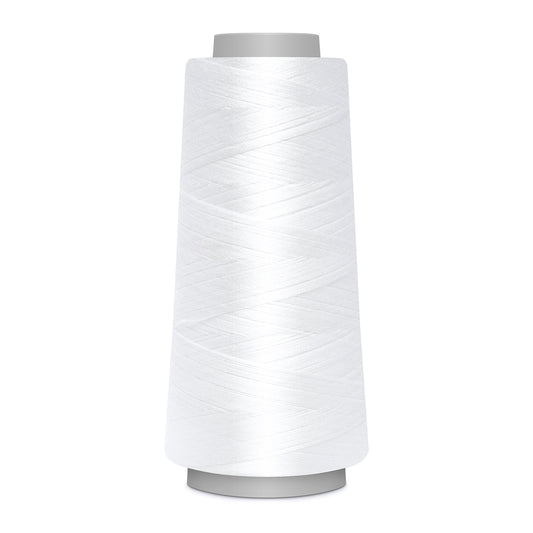 Spool of white thread on a white background