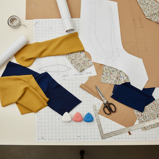 Three triangular chalks in white, red, and blue