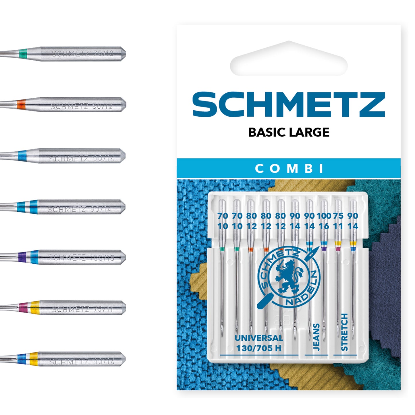 Schmetz Combi Basic Large Assorted Machine Needles: Universal, Denim And Stretch