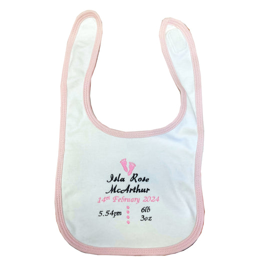 Birth Announcement baby Bibs
