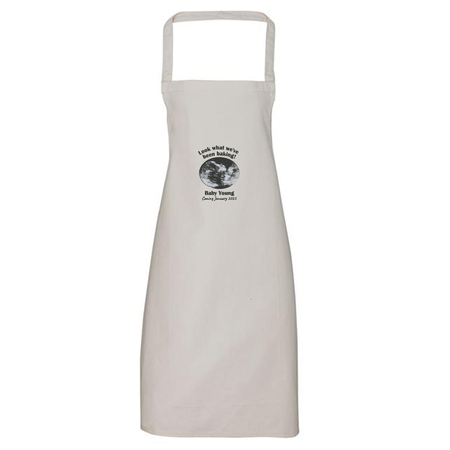 Look what we've been baking! Pregnancy Announcement Apron