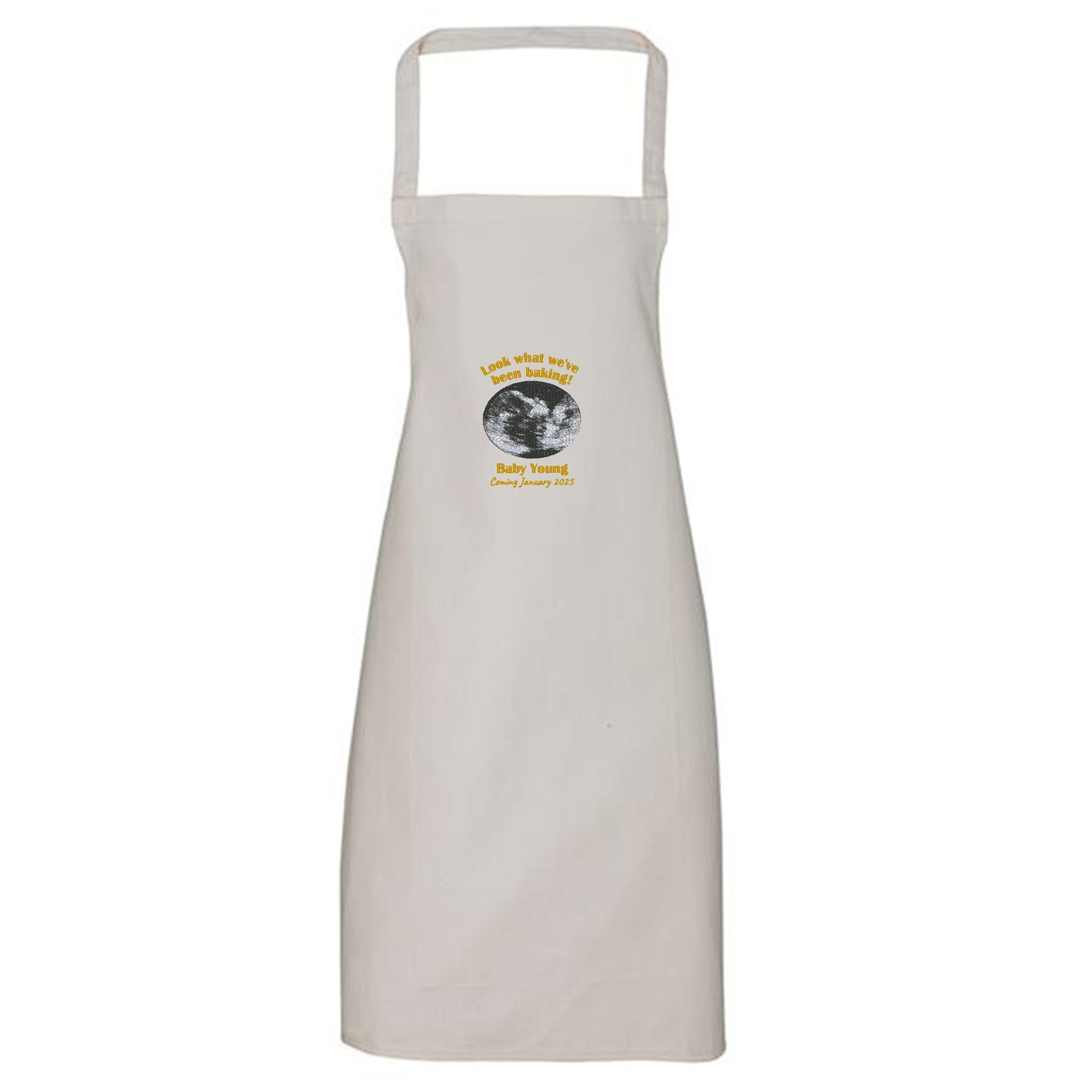 Look what we've been baking! Pregnancy Announcement Apron