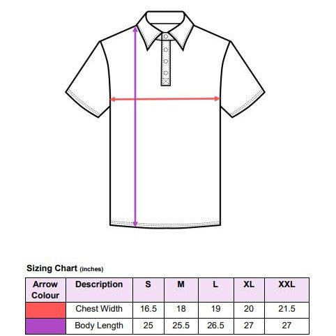 long sleeve polo size chart