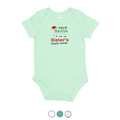 'Dear Santa it was my Brother's/Sister's fault' Baby Bodysuit