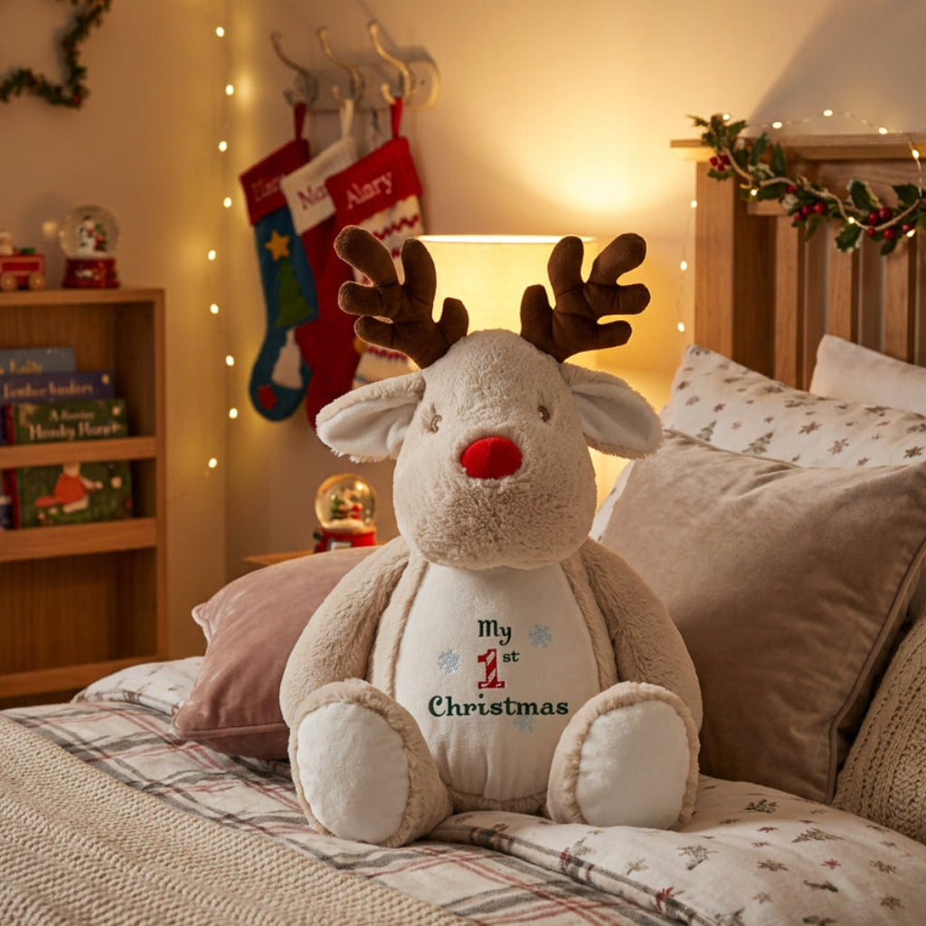 Reindeer teddy with my 1st christmas embroidery