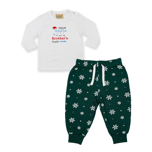 'Dear Santa it was my Brother's/Sister's fault' Baby and Toddler Christmas Pyjamas