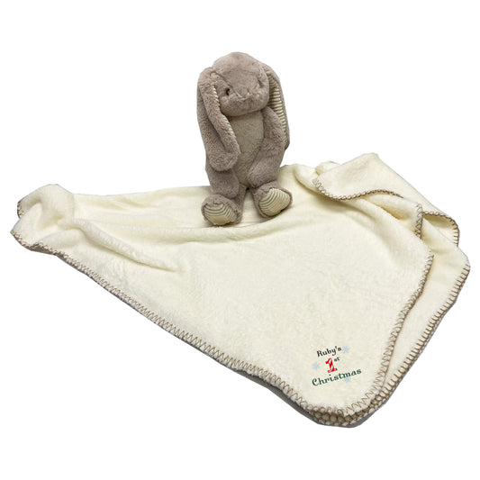 My 1st Christmas Bunny Baby Blanket