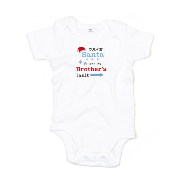 'Dear Santa it was my Brother's/Sister's fault' Baby Bodysuit