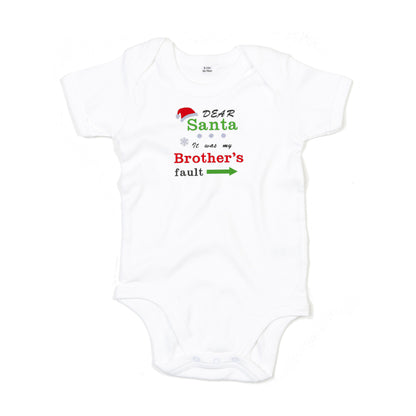 'Dear Santa it was my Brother's/Sister's fault' Baby Bodysuit