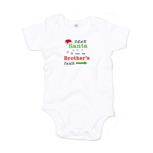 'Dear Santa it was my Brother's/Sister's fault' Baby Bodysuit
