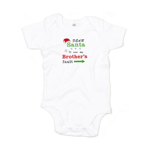 'Dear Santa it was my Brother's/Sister's fault' Baby Bodysuit