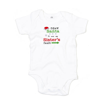 'Dear Santa it was my Brother's/Sister's fault' Baby Bodysuit