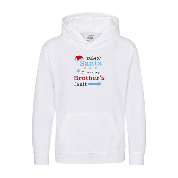 'Dear Santa it was my Brother's/Sister's fault' Kids Hoodie