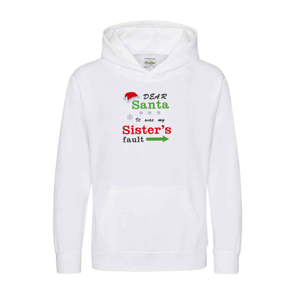 'Dear Santa it was my Brother's/Sister's fault' Kids Hoodie