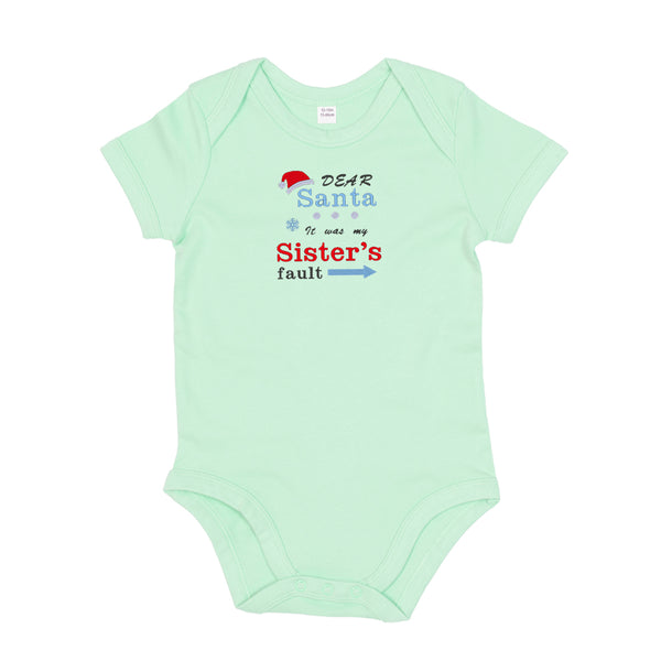 'Dear Santa it was my Brother's/Sister's fault' Baby Bodysuit