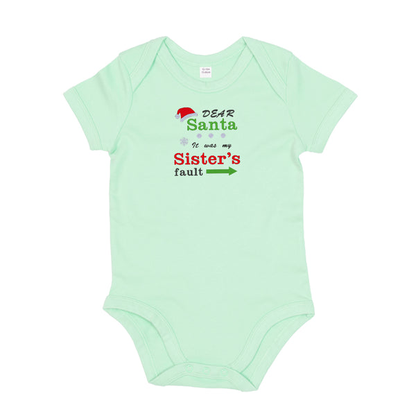 'Dear Santa it was my Brother's/Sister's fault' Baby Bodysuit