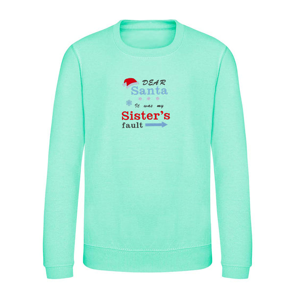 'Dear Santa it was my Brother's/Sister's fault' Kids Jumper