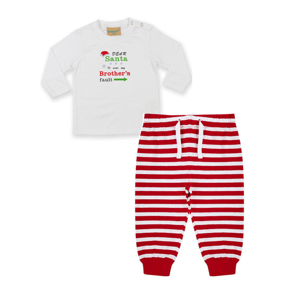 'Dear Santa it was my Brother's/Sister's fault' Baby and Toddler Christmas Pyjamas
