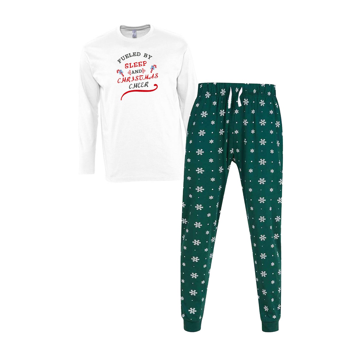 Christmas pajamas with snowflake trousers and embroidered top