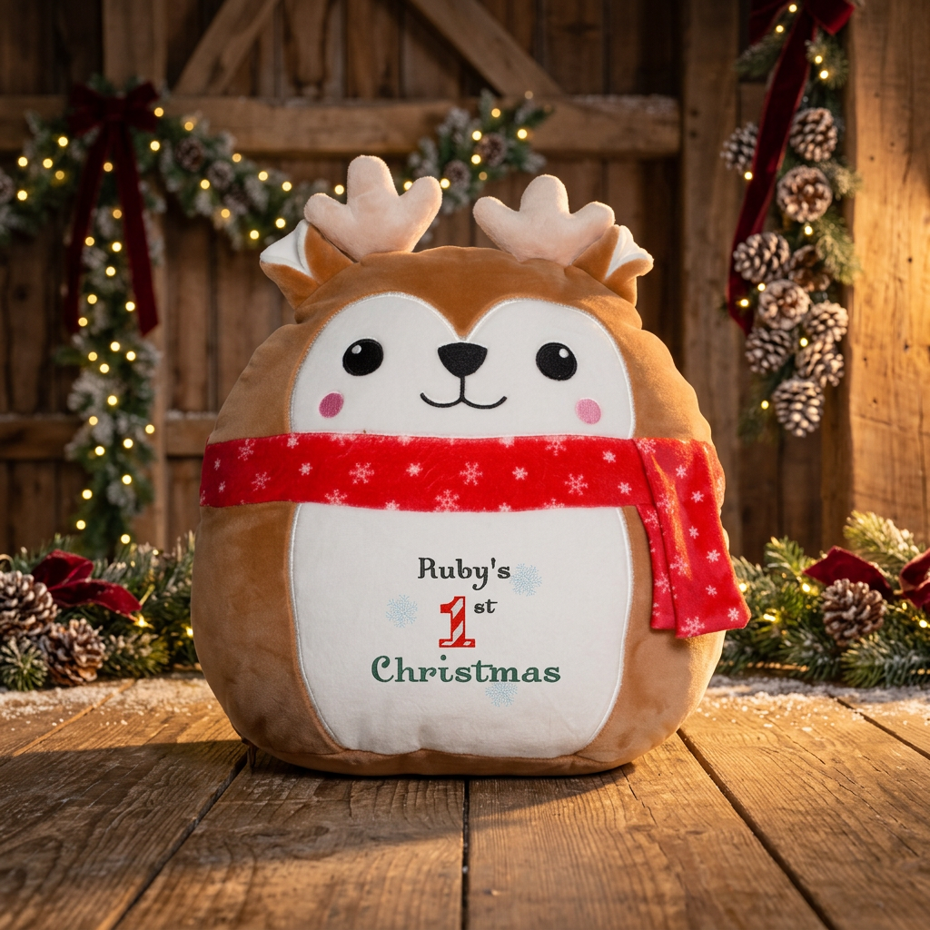Christmas deer with personalised my 1st christmas embroidery