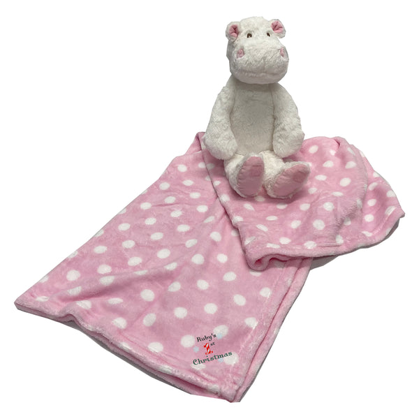 My 1st Christmas Hippo Baby Blanket