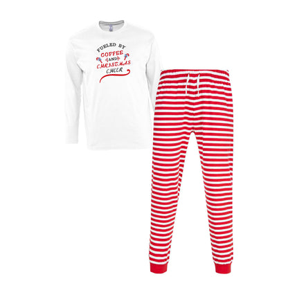Christmas pajamas with striped trousers and embroidered top
