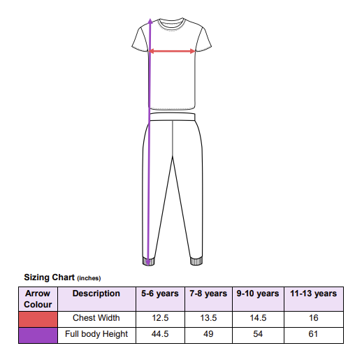 kids pjs sizing