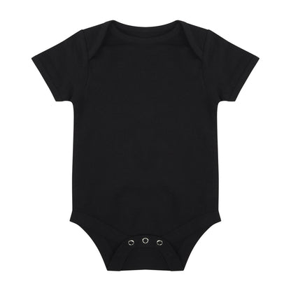 Black baby onesie on a white background