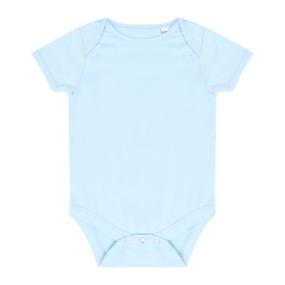 Light blue baby onesie on a white background
