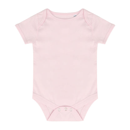 Pink baby onesie on a white background