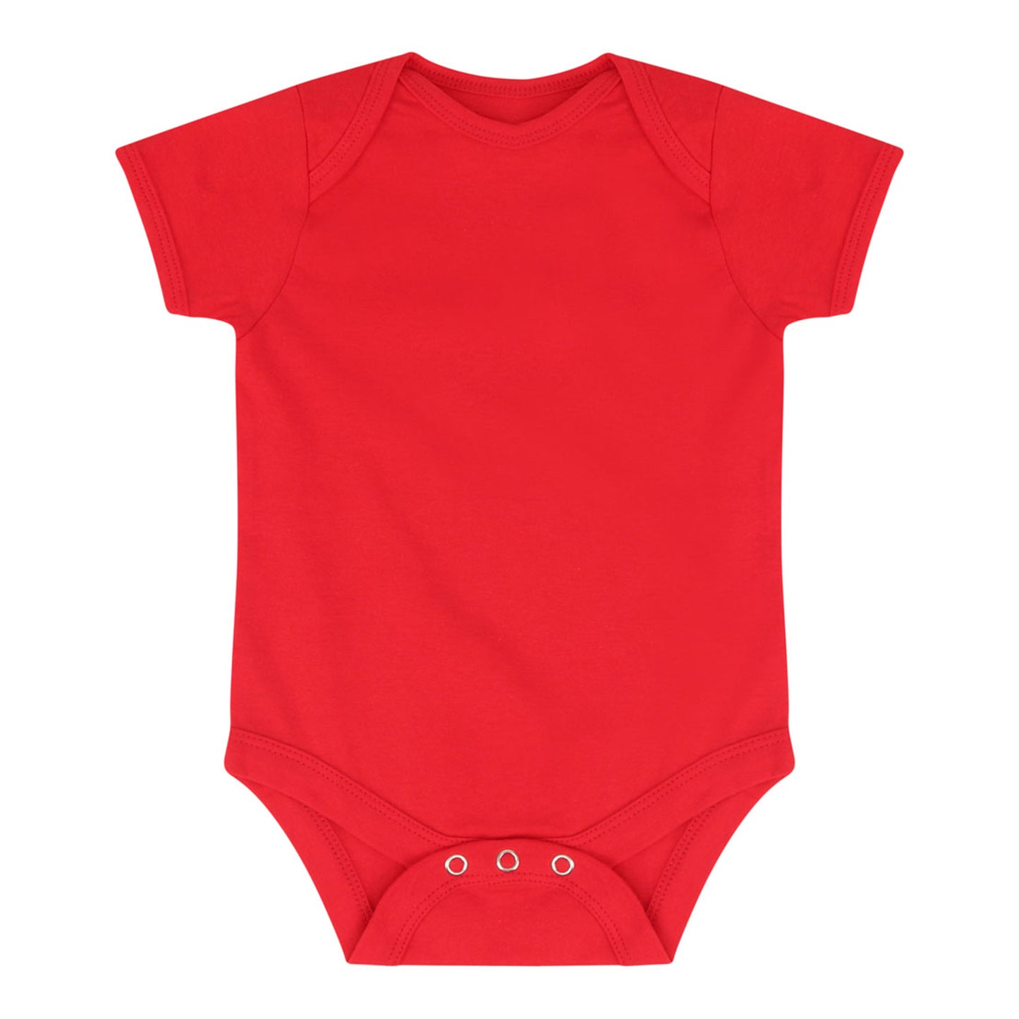 Red baby onesie on a white background