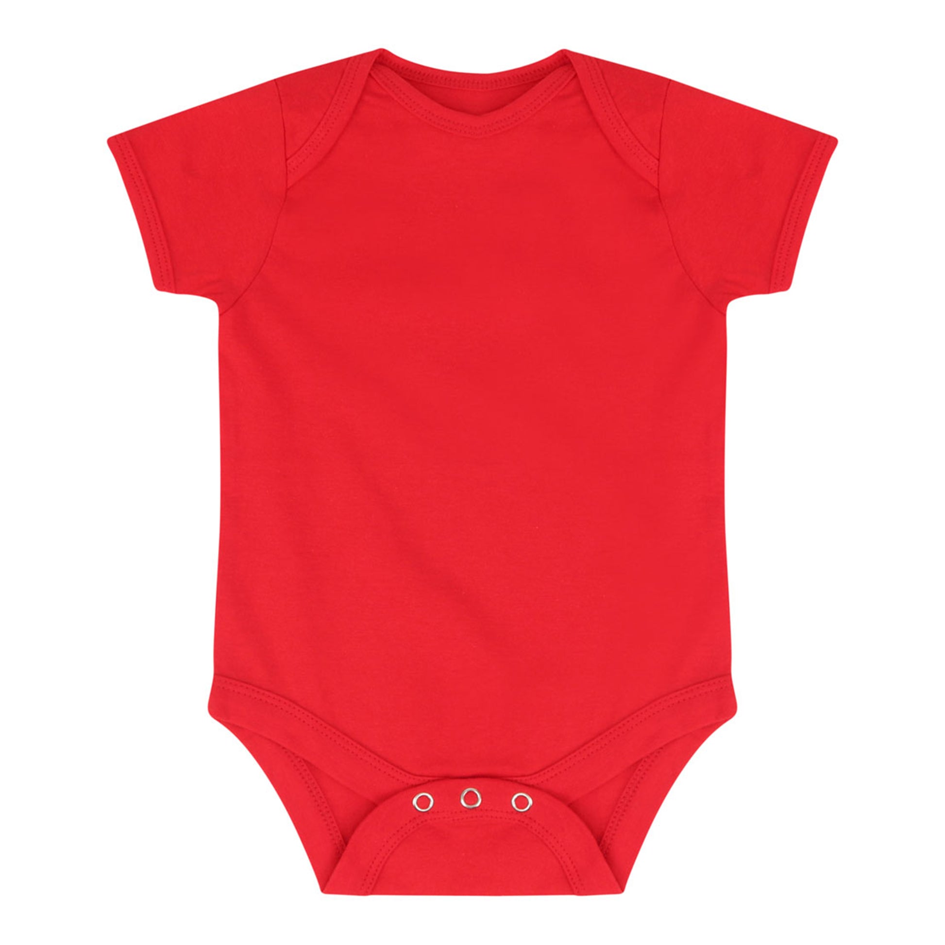 Red baby onesie on a white background