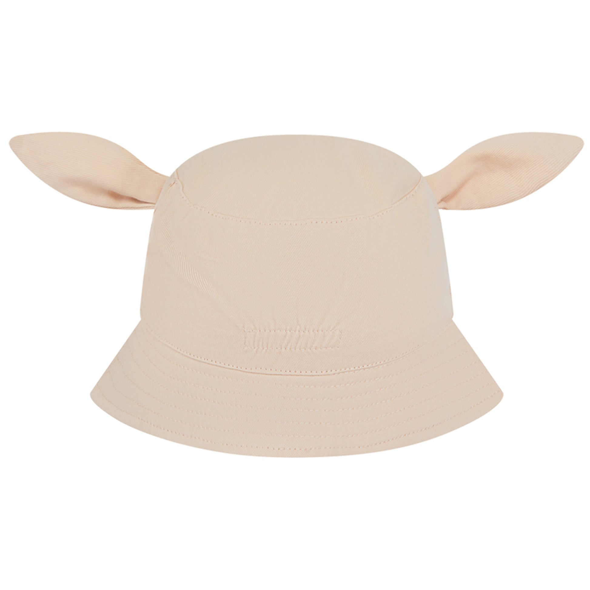 Beige bucket hat with animal ears on a white background