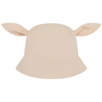 Beige bucket hat with animal ears on a white background