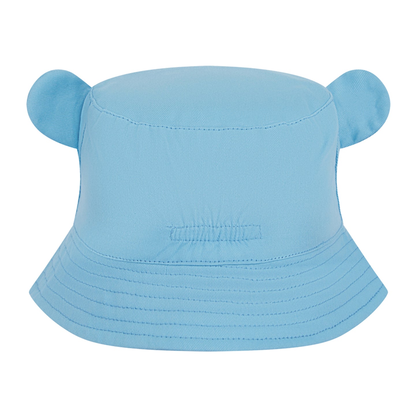 Light blue bucket hat with bear ears on a white background