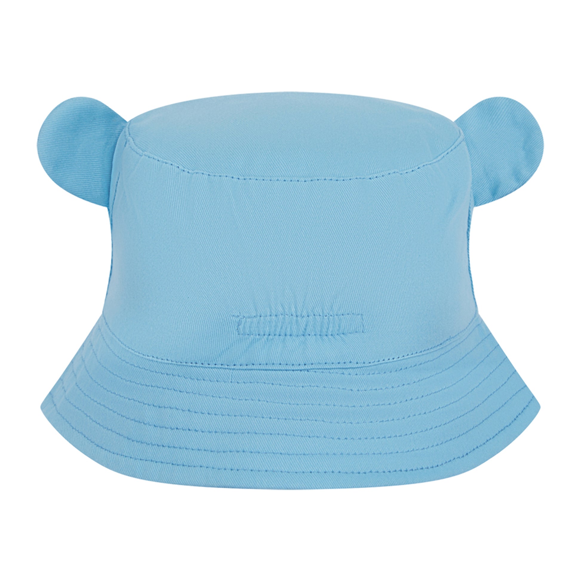 Light blue bucket hat with bear ears on a white background
