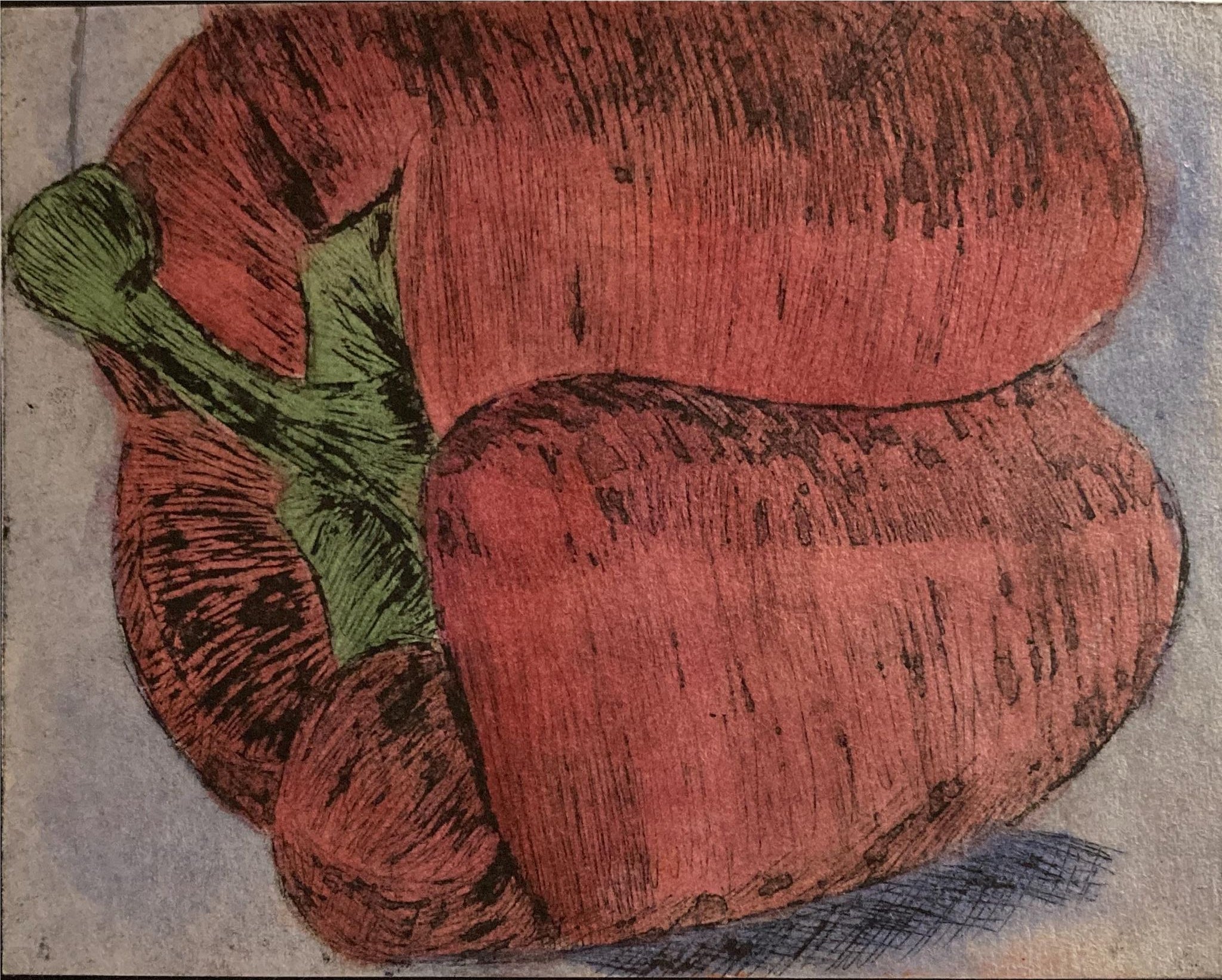Titch designs etched print with ink