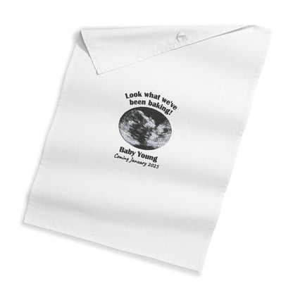 Look what we've been baking! Pregnancy Announcement Tea Towel