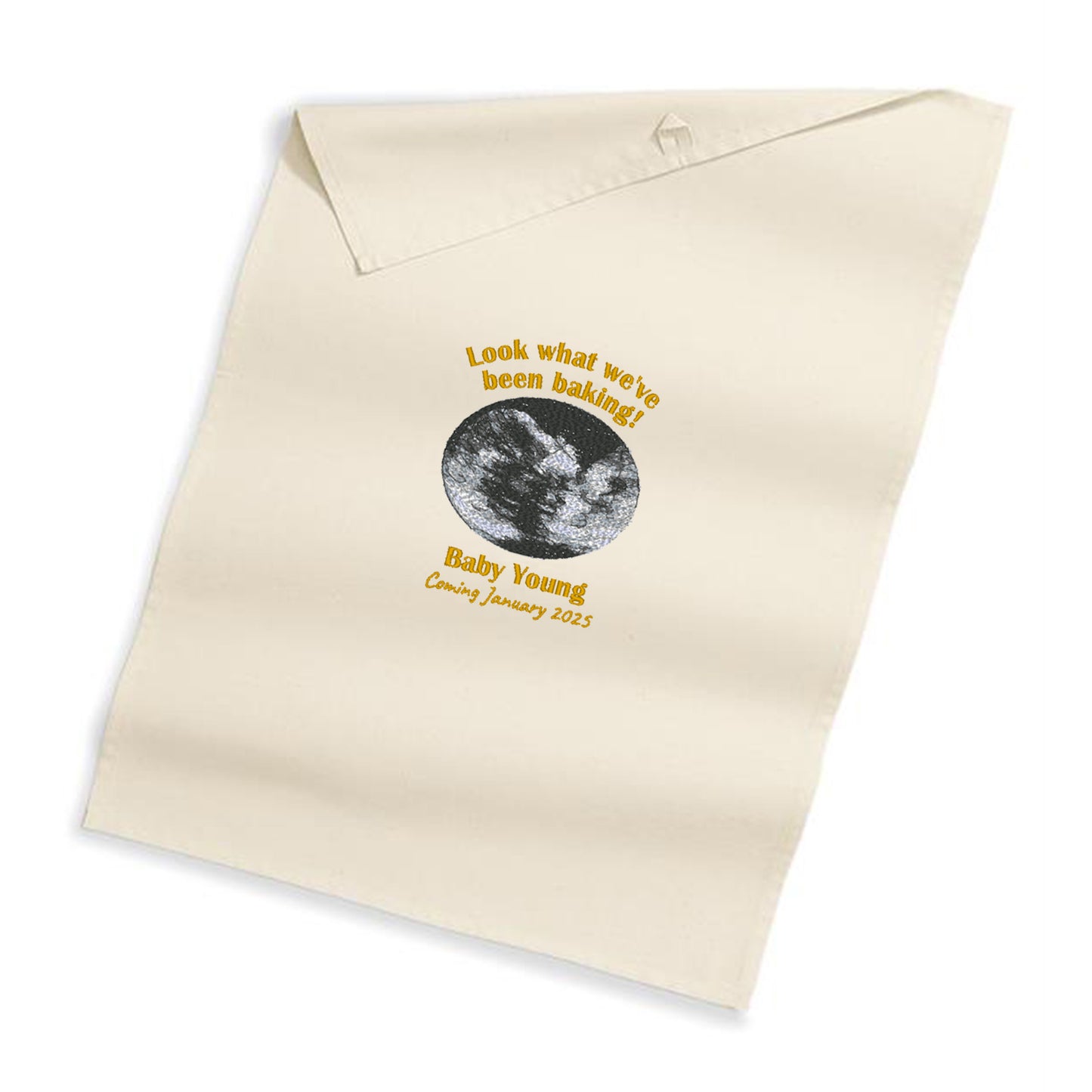 Look what we've been baking! Pregnancy Announcement Tea Towel