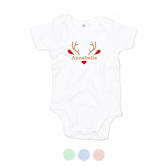 Personalised Reindeer Baby Bodysuit