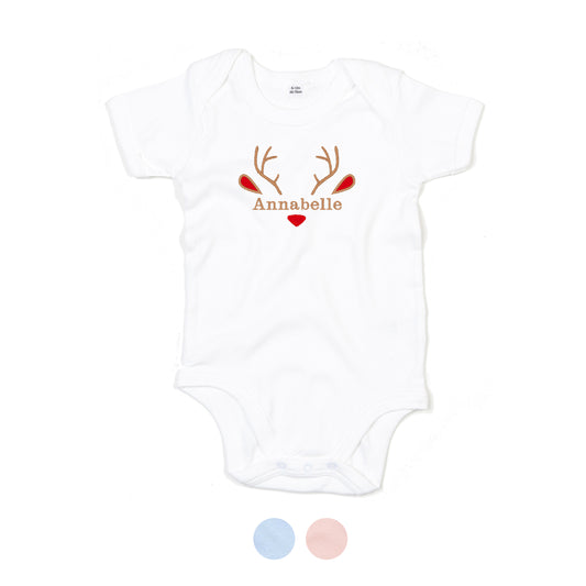 Personalised Reindeer Baby Bodysuit