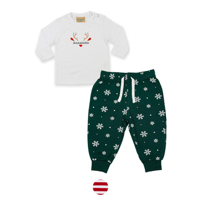 Personalised Reindeer Baby and Toddler Christmas Pyjamas