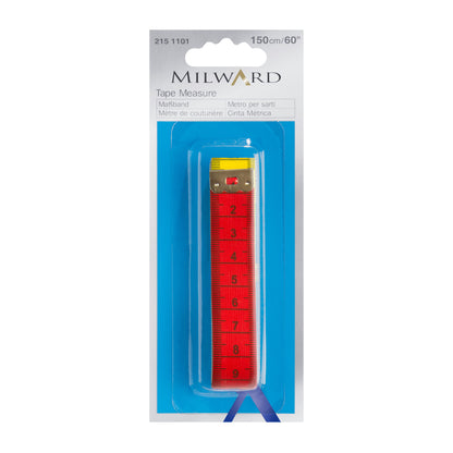 Red tape measure in packaging with 'Milward' branding on a white background