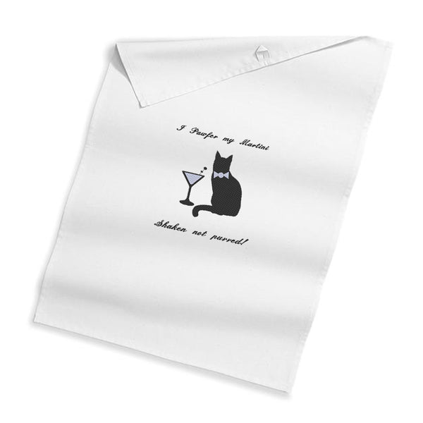 'Martini shaken not Purred!' Tea towel