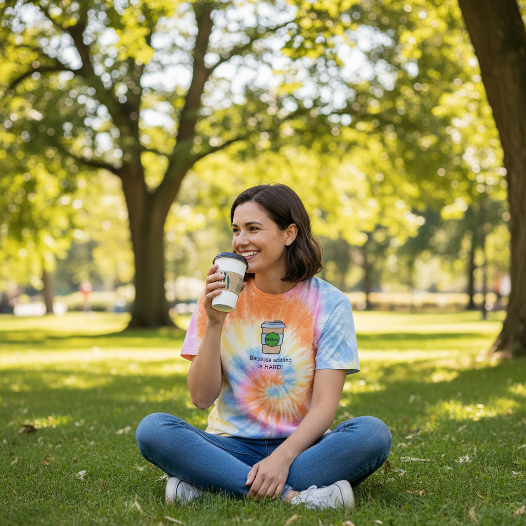 'Coffee because adulting is hard!' Unisex Tie-dye Top