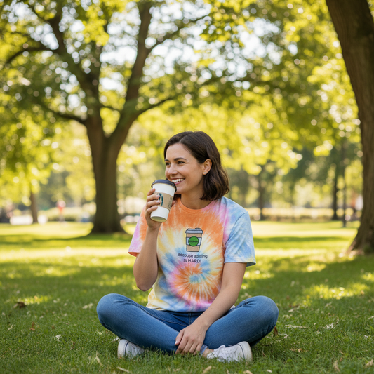 'Coffee because adulting is hard!' Unisex Tie-dye Top