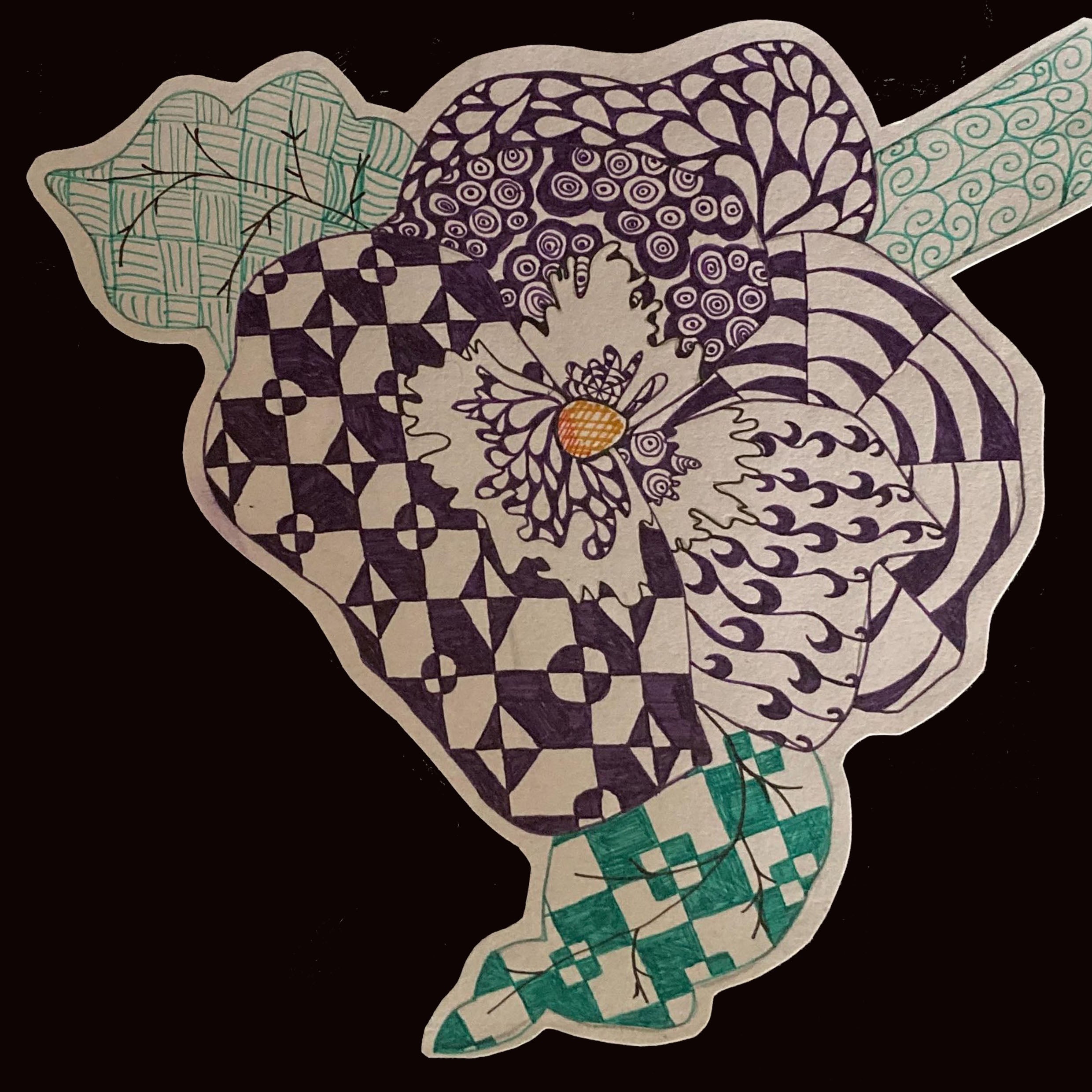 Titch designs zentangle flower  