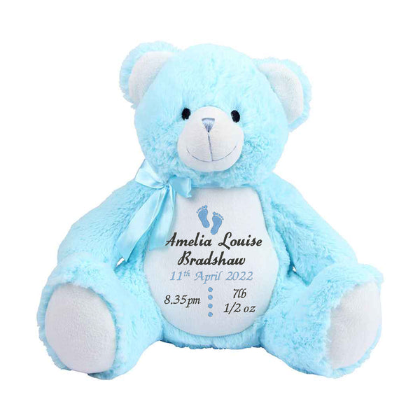blue birth announcement bear 