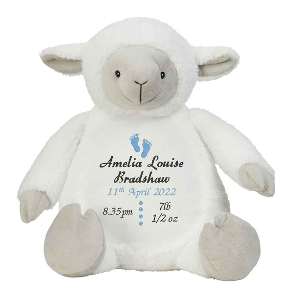 birth announcement lamb blue