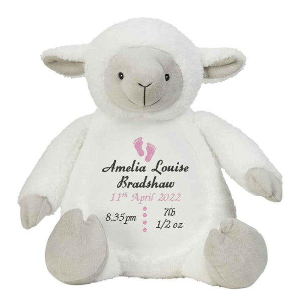 Birth announcement lamb pink
